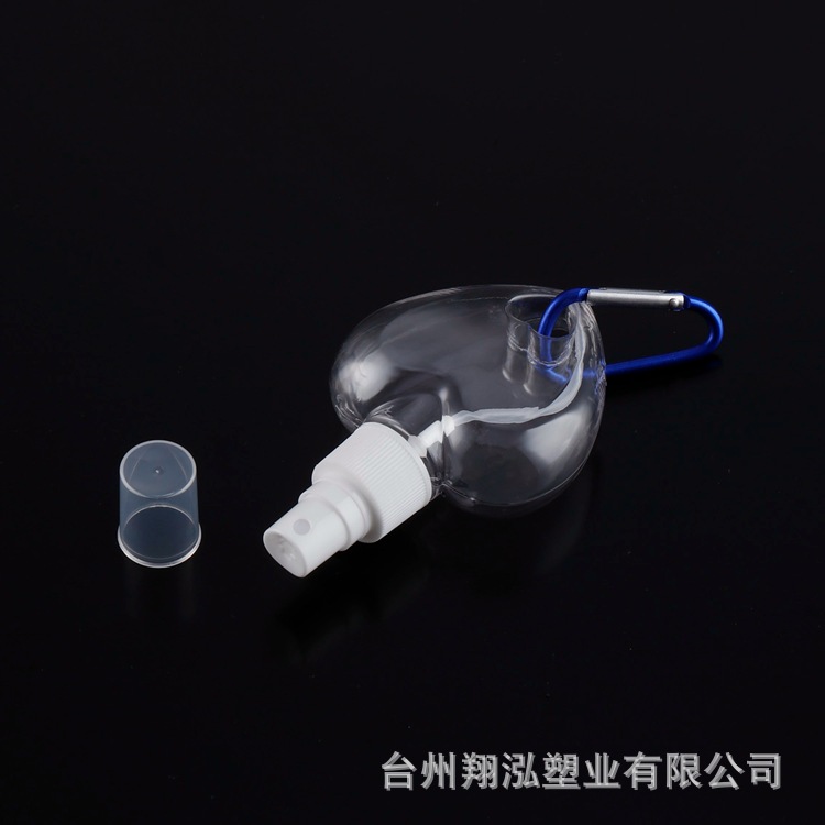 En stock fabricante 50ml amor gancho botella de spray alcohol gel desechable desinfectante de manos mosquetón portátil gancho botella