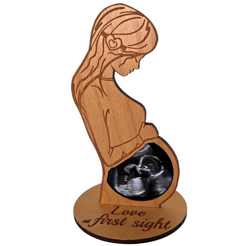 Cross-Border Maternity Gift Wooden Sign Wooden Baby Ultrasonic Photo Frame Pregnancy Announcement Home Decoration Ornaments