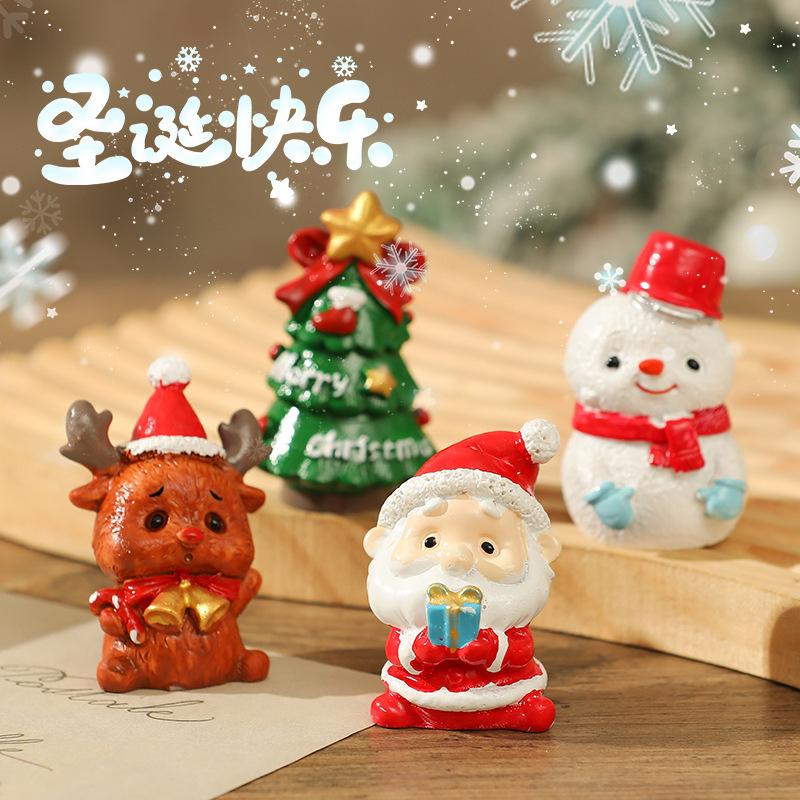 クリスマスの高級な小さい置物の老人の樹脂の置物の創意的な家庭の贈り物の漫画の小さい動物の装飾の工芸品|undefined
