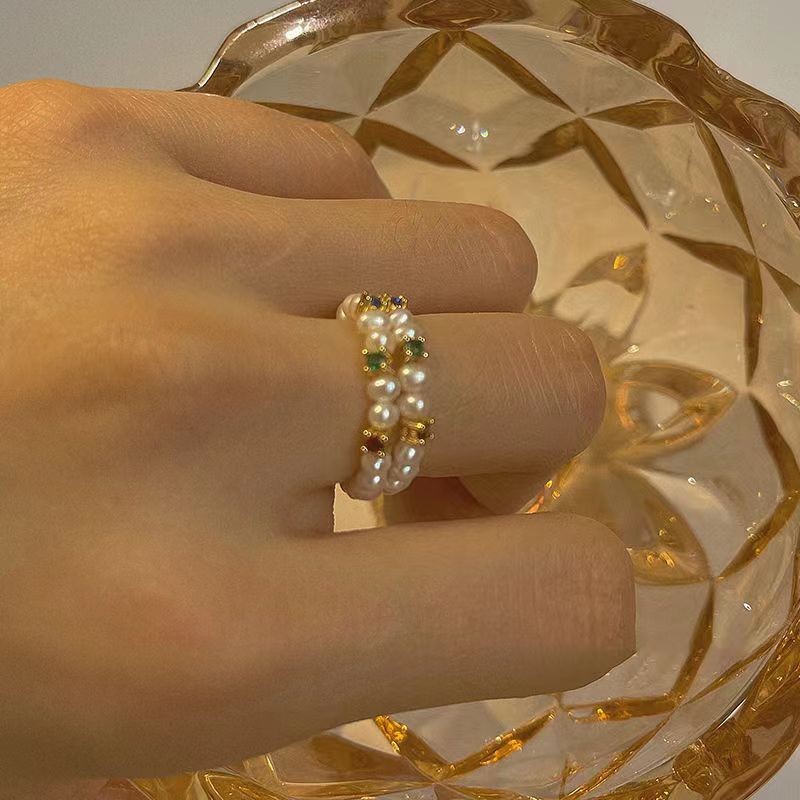Perlen Ring Mit Diamanten Für Damen Vintage Design Ring_voghion.com