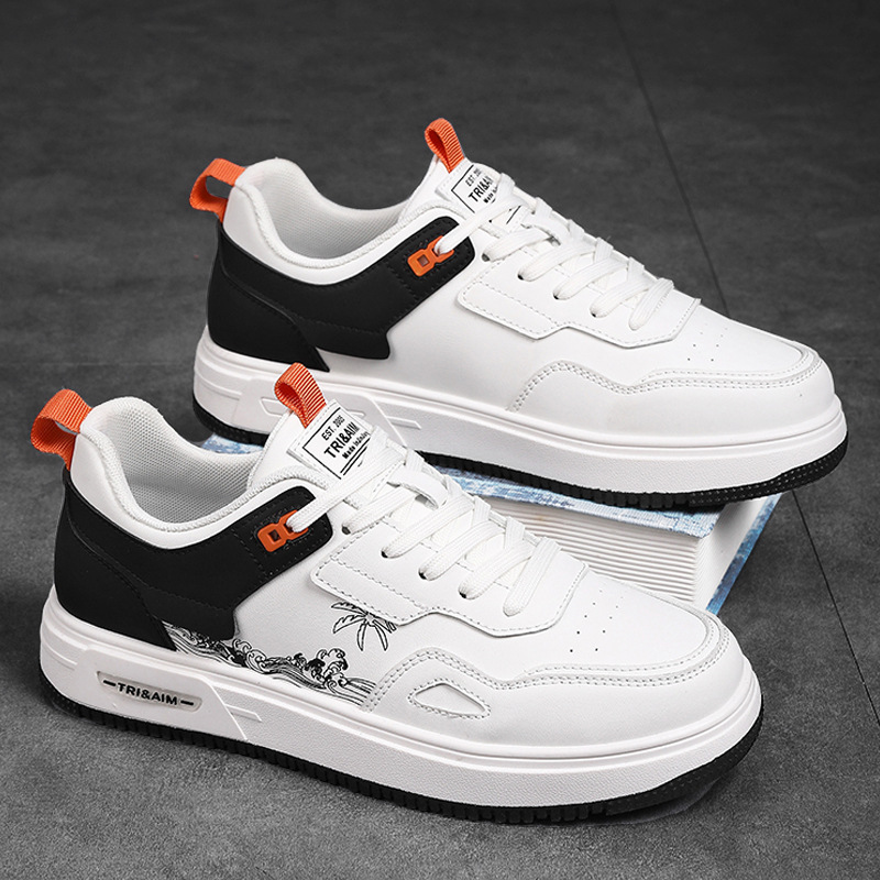 男鞋春季2024新款白色小眾板鞋男款百搭青少年潮流休閒運動小白鞋