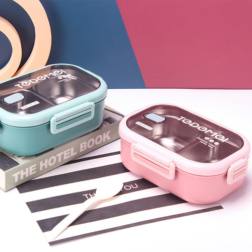 304 stainless steel insulated lunch box, portable lunch box for students and office workers, square large-capacity lunch box, special and beautiful