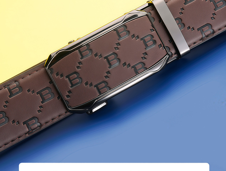 Automatic buckle, genuine leather, business style, original black dress belt, wide belt, Chinese design, waist tightener, cowhide men's belt.