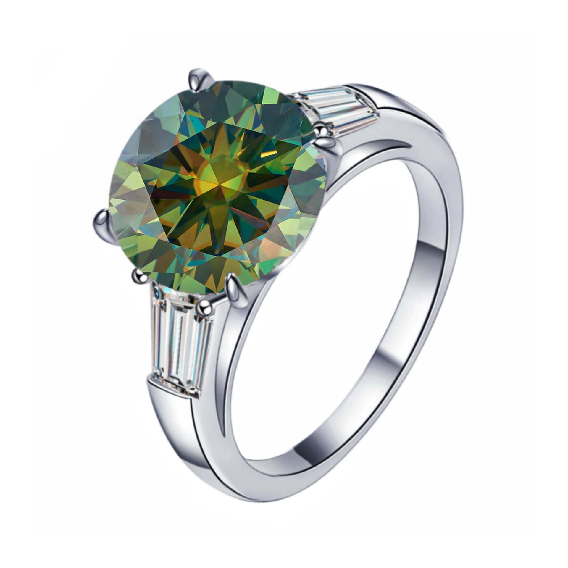 S925 plata esterlina de 5 quilates anillo de piedra de moissan, anillo de compromiso elegante de alta calidad