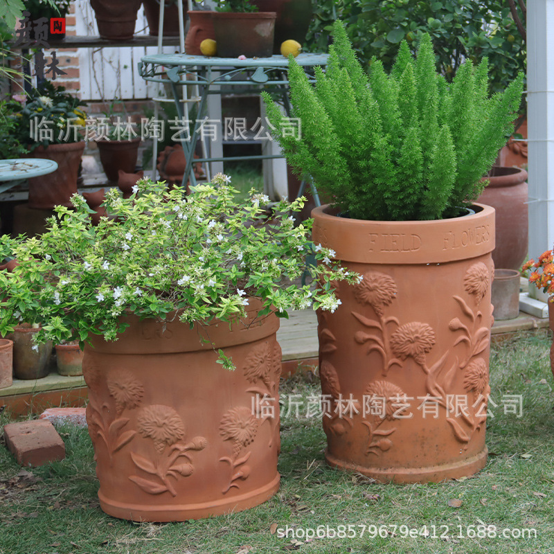 Alto comercio exterior clavo de barro rojo maceta de cerámica jardín paisaje de cerámica jardín decoración al aire libre decoración de la villa