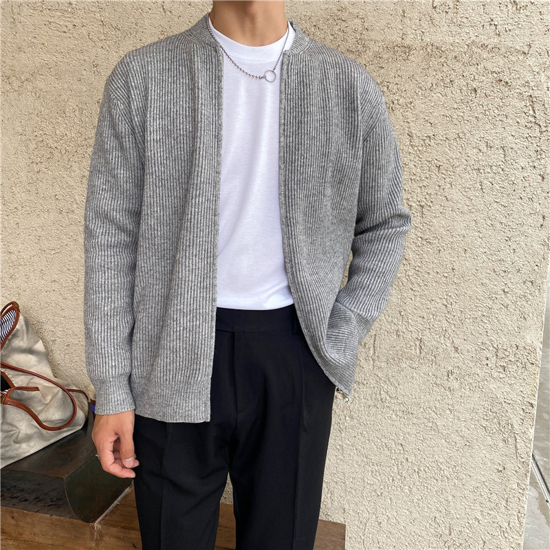 Herren Strickjacke Mit Reißverschluss Herbst Strickpullover_voghion.com