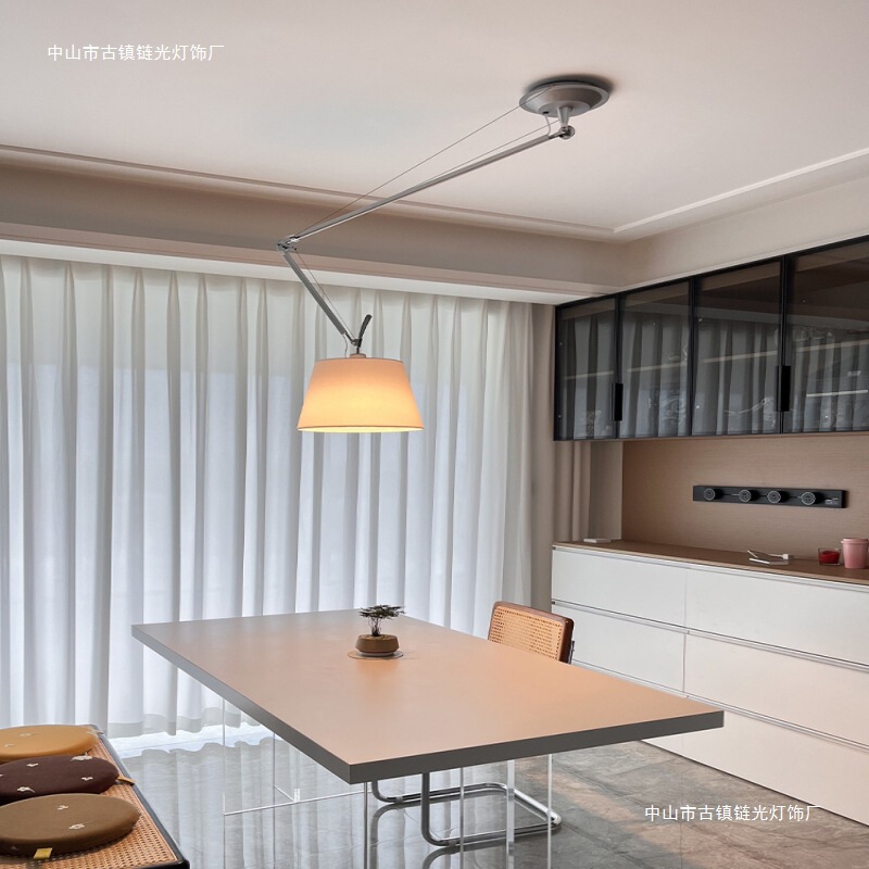 Italian Artemide Long Rod Swing Arm Restaurant Chandelier Designer Studio Study Removable Hanging Lamp