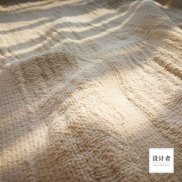 归隐 米白黑纯色提花厚实侘寂文艺禅意佛系桌布 设计师面料布