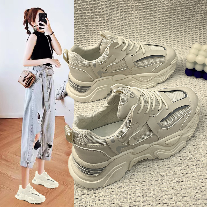 New style of daddy's shoes 2022 Autumn student Retro Running shoes ins Round Reflective The thickness of the bottom motion Casual shoes CK808
