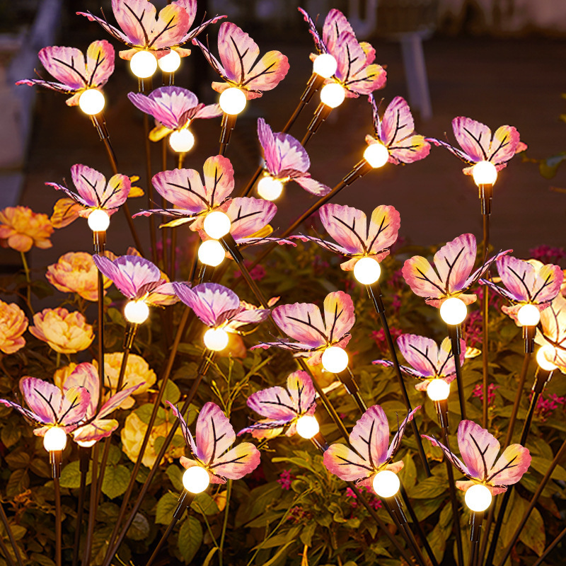 Solar Butterfly Firefly String Lights Ground Lawn Led Outdoor Waterproof Courtyard Decoration Garden Landscape Lanterns