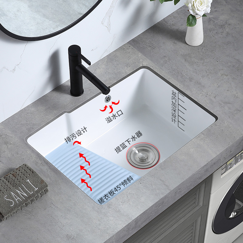 Lavabo de cerámica con lavabo bajo encimera lavandería piscina balcón cuadrado incrustado fregadero del hogar lavabo sola Cuenca