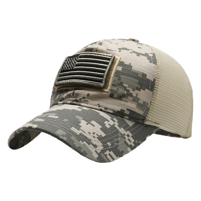 Gorra de béisbol de malla para mujer con parche bordado personalizado con logo americano, gorra de visera con velcro para hombre para exteriores, transfronteriza