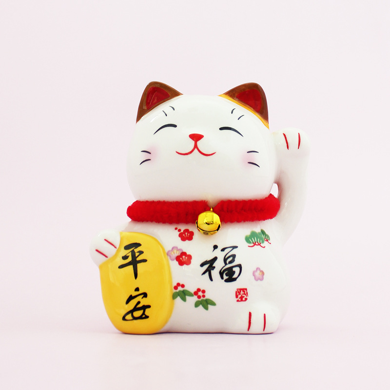 Estilo japonés lingote de oro gato de la suerte pequeña decoración de cerámica regalo de apertura cajero casa entrada sala de estar decoración de escritorio