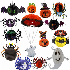 Halloween Pumpkin Honeycomb Balls, Spider Honeycomb Balls, Funny Props for Venue Decorations, and Pumpkin Paper Lanterns for Stylish Displays