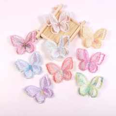 メーカー現物ヘアピン部品服装補助材料パッチ二重幻彩金線網糸刺繍蝶布貼り
