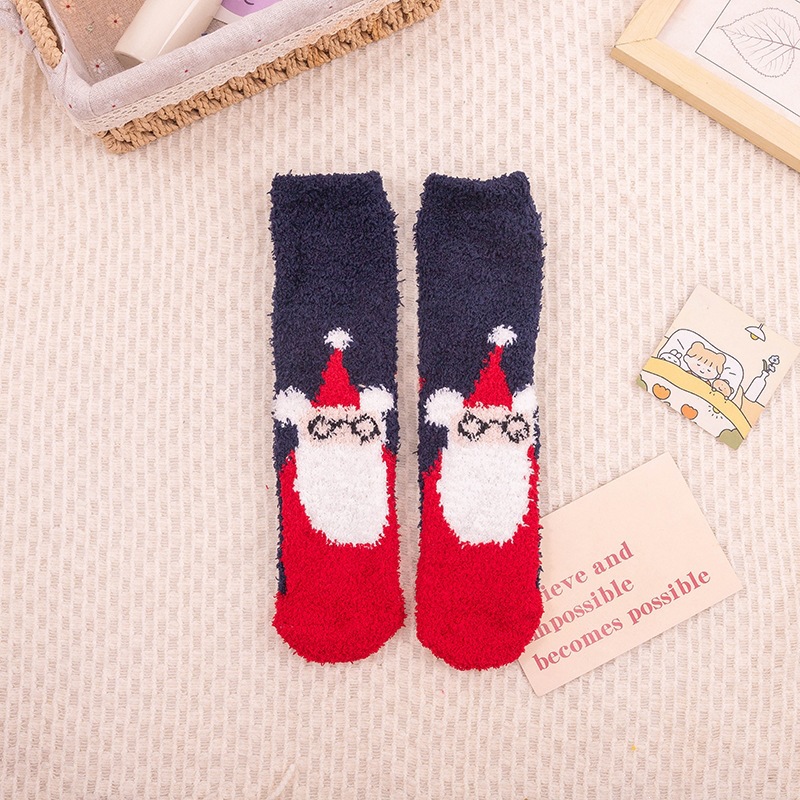 Calcetines Navideños Térmicos de Terciopelo de Coral Transpirables y Antibacterianos para Invierno image 11