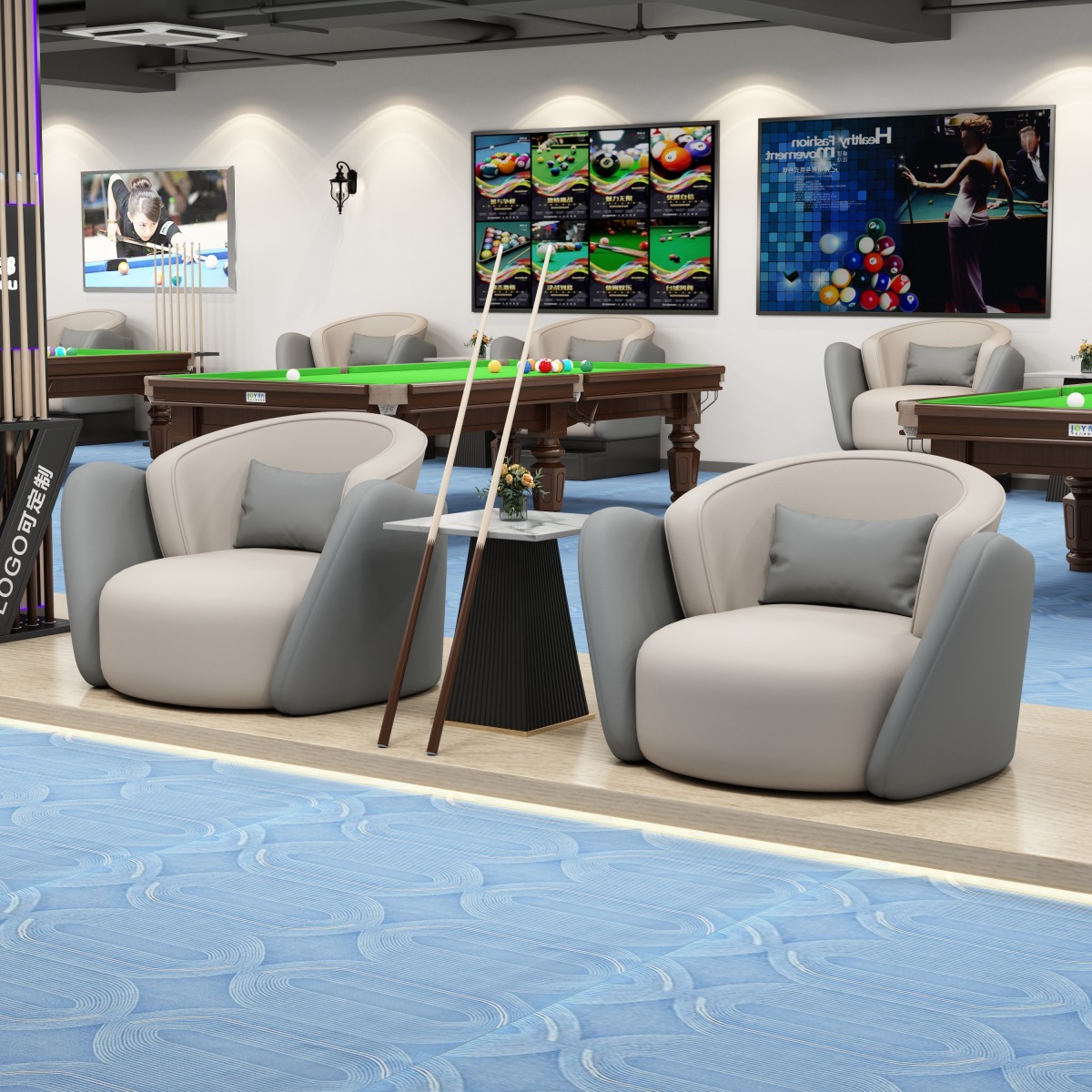 Nuevo sofá de billar simple, sala de billar, silla de observación de pelota especial, combinación de mesa y silla de conversación para relajación para dos personas image 14