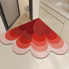 硅藻泥吸水L形脚垫浴室卫生间厕所门口防滑地毯喜庆爱心红色地垫