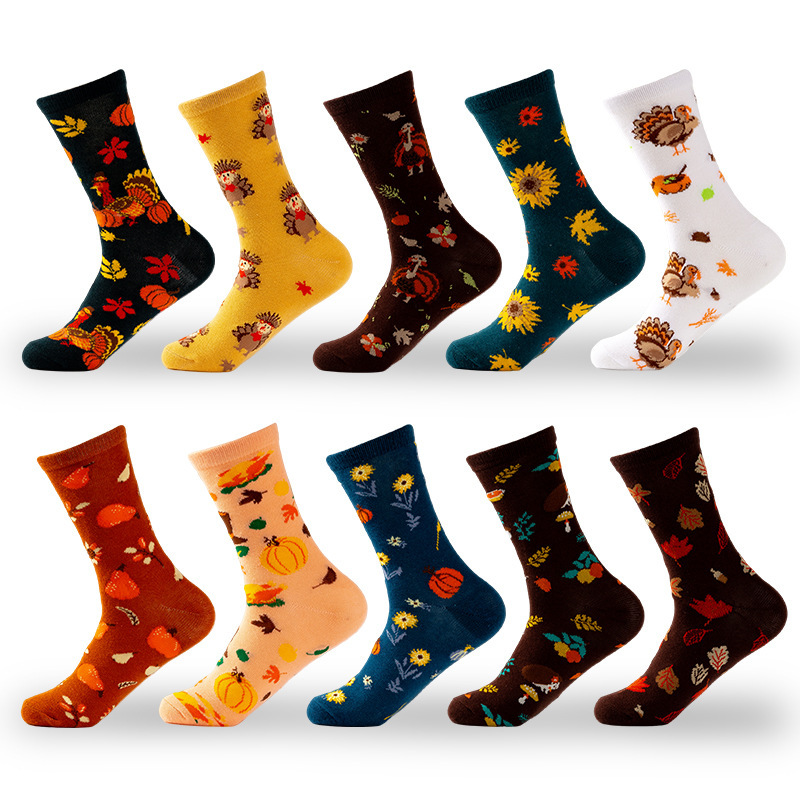 Thanksgiving cartoon women's socks autumn and winter socks Joker socks factory direct knitted jacquard socks holiday atmosphere socks Thanksgiving cartoon women's socks autumn and winter socks Joker socks factory direct knitted jacquard socks holiday atmosphere socks