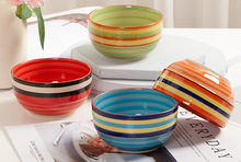 批發和源彩虹碗韓式精致陶瓷碗現在耐高溫米飯碗泡面碗湯碗吃大碗