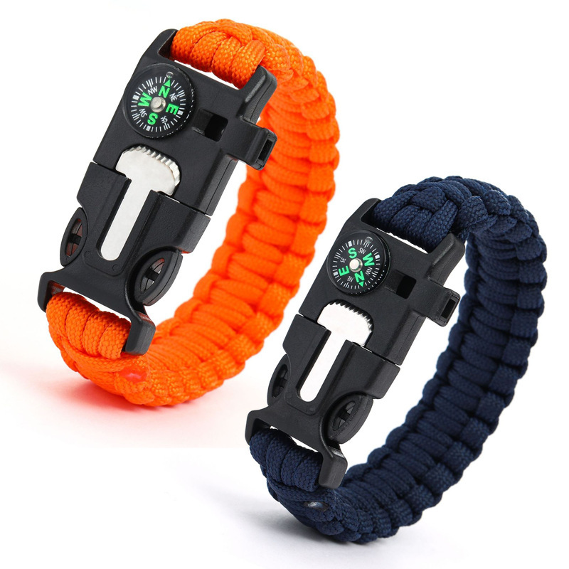 Five-In-One Emergency Paracord Multifunctional Bracelet Wilderness Survival Escape Tactical Fire Compass Seven-Core Life-Saving Rope