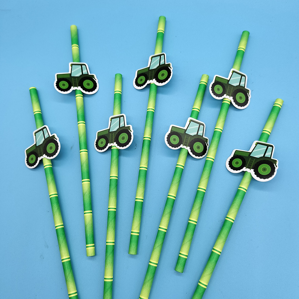 Tarjeta de celebridad en línea paja de papel degradable desechable limón sandía postre leche té fiesta paja decorativa