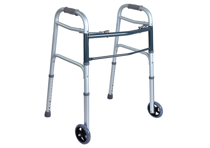 顺康泰新款带轮铝合金助行器老人四脚助力器可折叠扶手架辅助行走