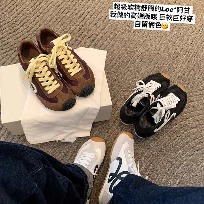 Grape Mom's Same Style Casual Sneakers 2025 New Retro Sports Women's Shoes Genuine Leather Height-Increasing German Training Shoes Women's Shoes