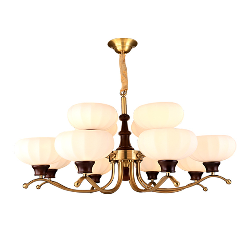 Lámpara de la sala de estar medieval americana retro nuez negra madera sólida sala de estar lámpara principal dormitorio comedor lámpara francesa 397L