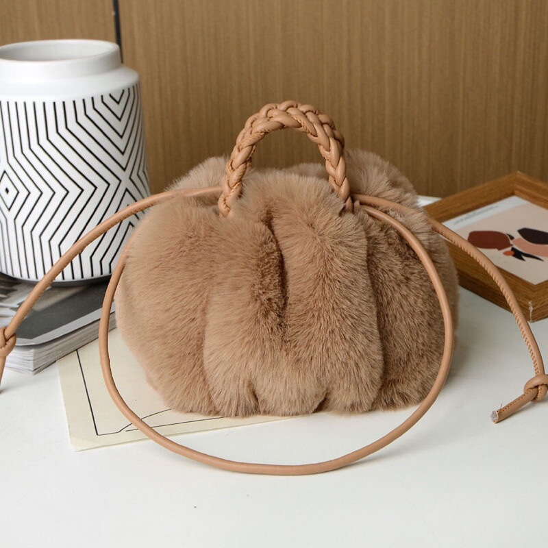 Cross-Border Exclusive New Imitation Mink Portable Pleated Cloud Bag High-End Armpit Shoulder Crossbody Bag