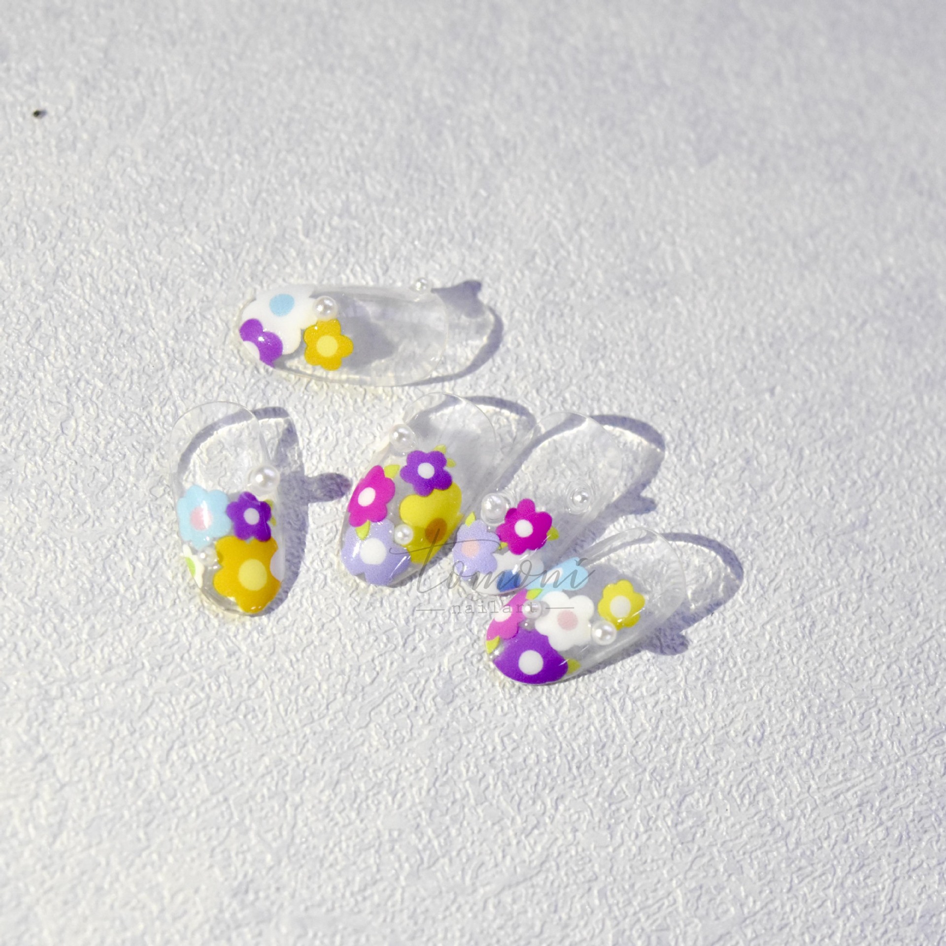 tomoni薄韧393 热款可爱美甲贴日系贴纸5d指甲贴纸五彩斑斓 花朵