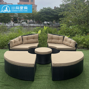 Outdoor Furniture Courtyard Office Building Reception Area Sales Center Round Sofa Outdoor Rattan Chair Beach Pool Bed