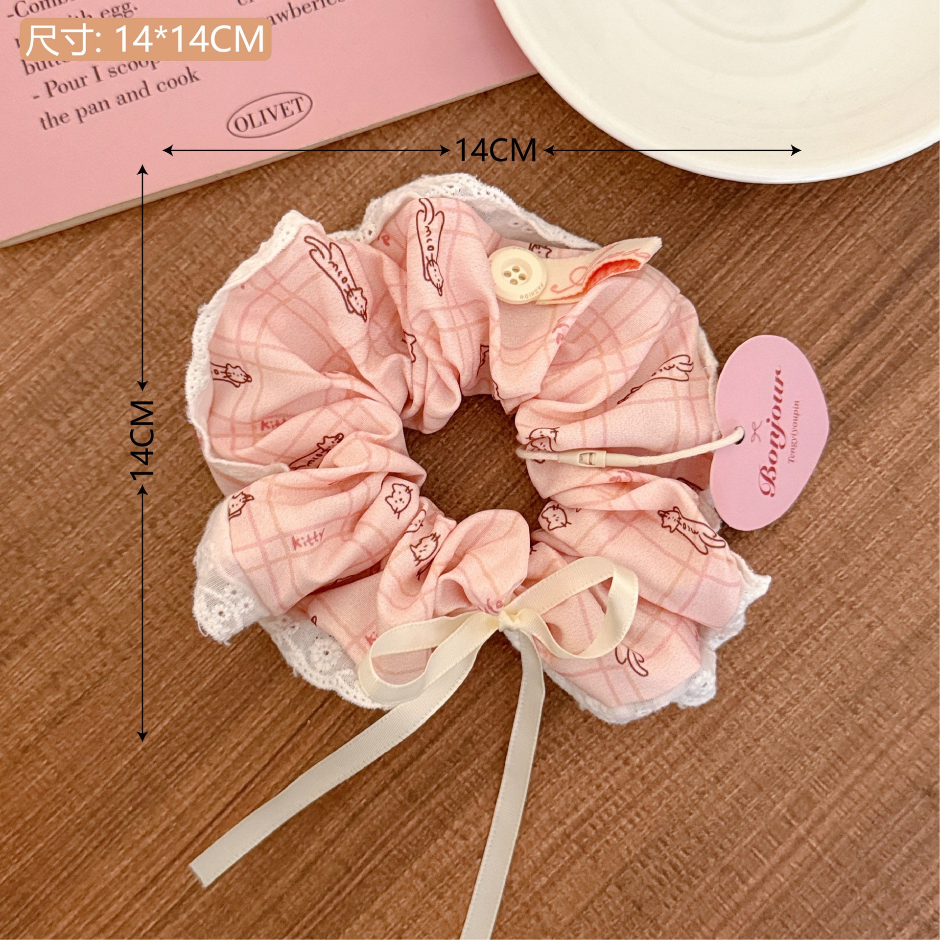 Estilo coreano de alta apariencia de encaje de intestino grueso banda de pelo accesorios para el cabello cuerda de pelo de corazón de niña de todo fósforo pequeño Qing nuevo tocado de cola de caballo de gran altura al por mayor