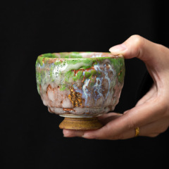 貴器志野焼純手作り粗陶器主杯単杯茶碗個人用陶器茶器茶杯禅意