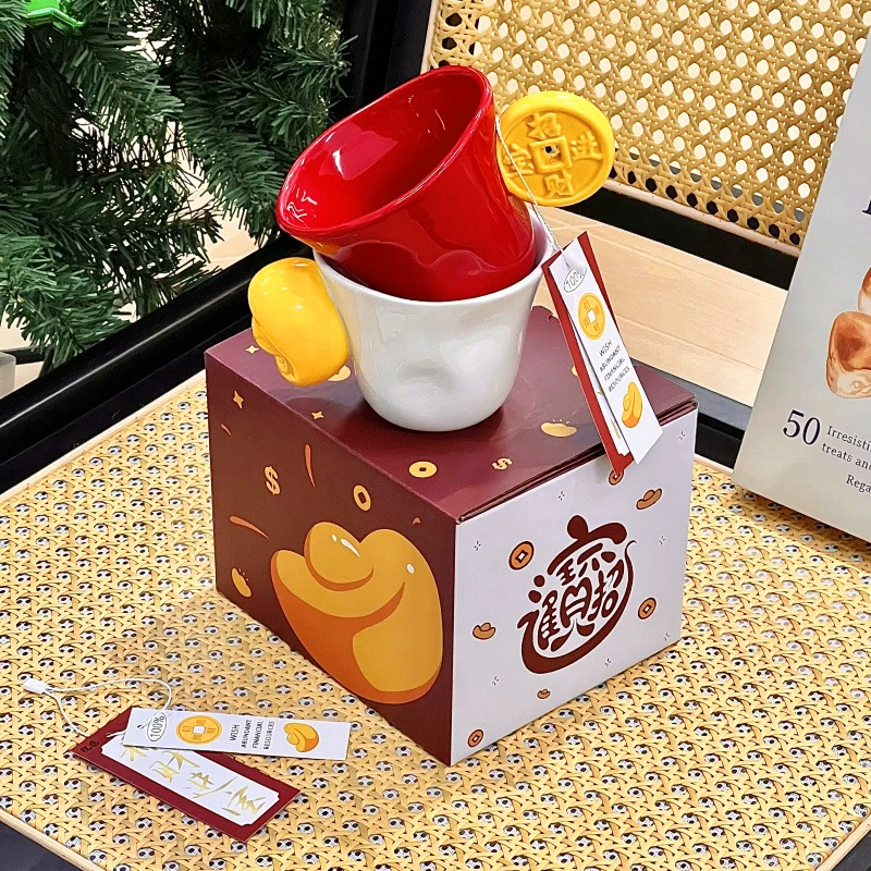 Gift box, ceramic bar, cute tea cup for beloved, for luck, Birthday gift