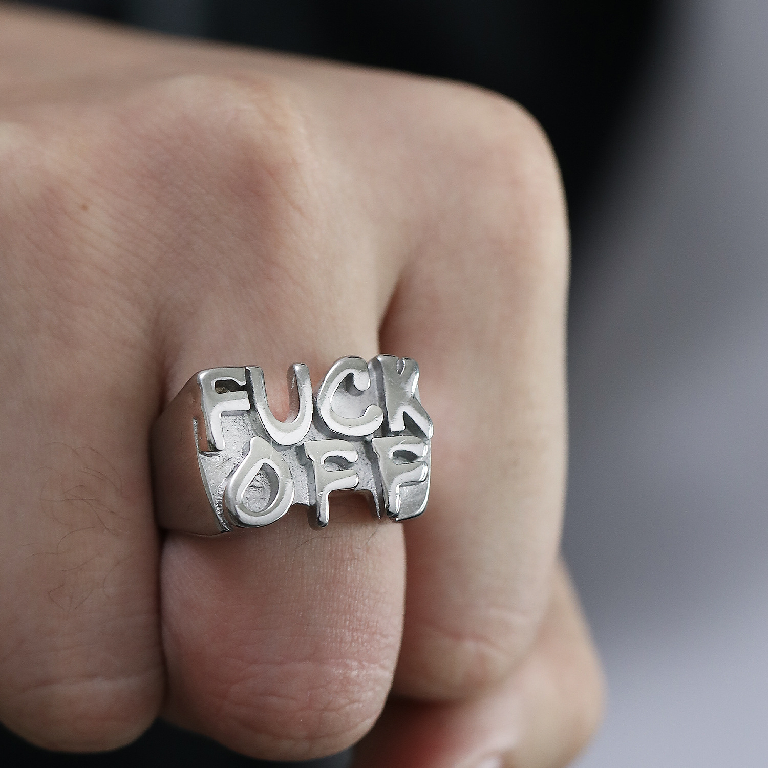 19g Weight Rings Classification 1 Piece Quantity Street Occasion Titanium Steel Material Letter Pattern Men's Gender Polishing Design Hip-Hop Style Hip-Hop Letter Titanium Steel Polishing Men's Rings 4
