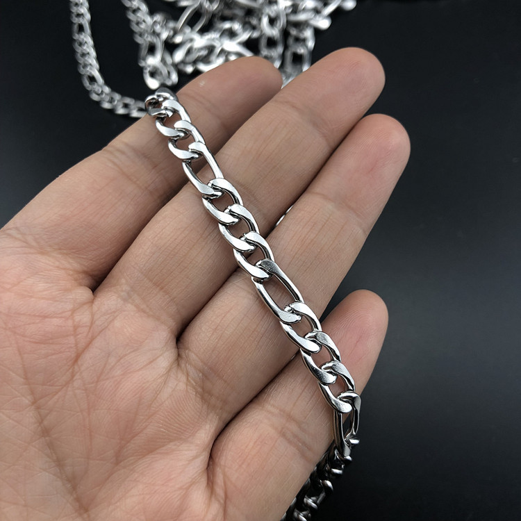 Titanium Steel Chain Necklace For Men Three In One Link Design_voghion.com