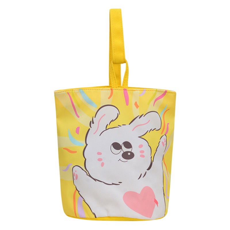 Original ins ilustración bolso de cubo portátil bolso de mano llevar a cabo merienda bolsa de lona lindo fuera pequeño bolso