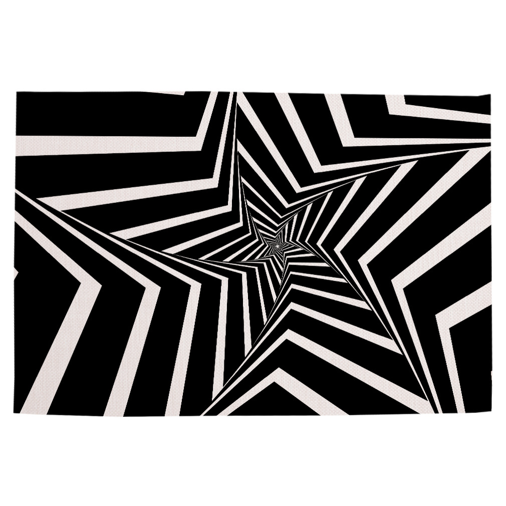 跨境专供 防水亚麻餐垫印花个性来图来样定制 几何系列餐桌垫杯垫