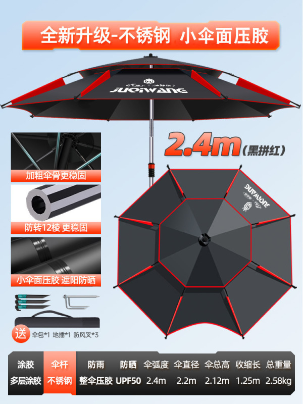2025新款钓鱼伞户外专用拐杖大钓伞防暴雨加厚防晒防雨垂钓遮阳伞|undefined