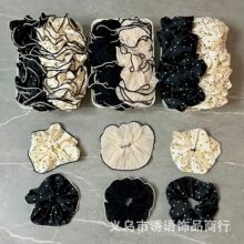 新款法式大号气质头绳女丸子头褶皱大肠马尾发圈波点时尚百搭布圈