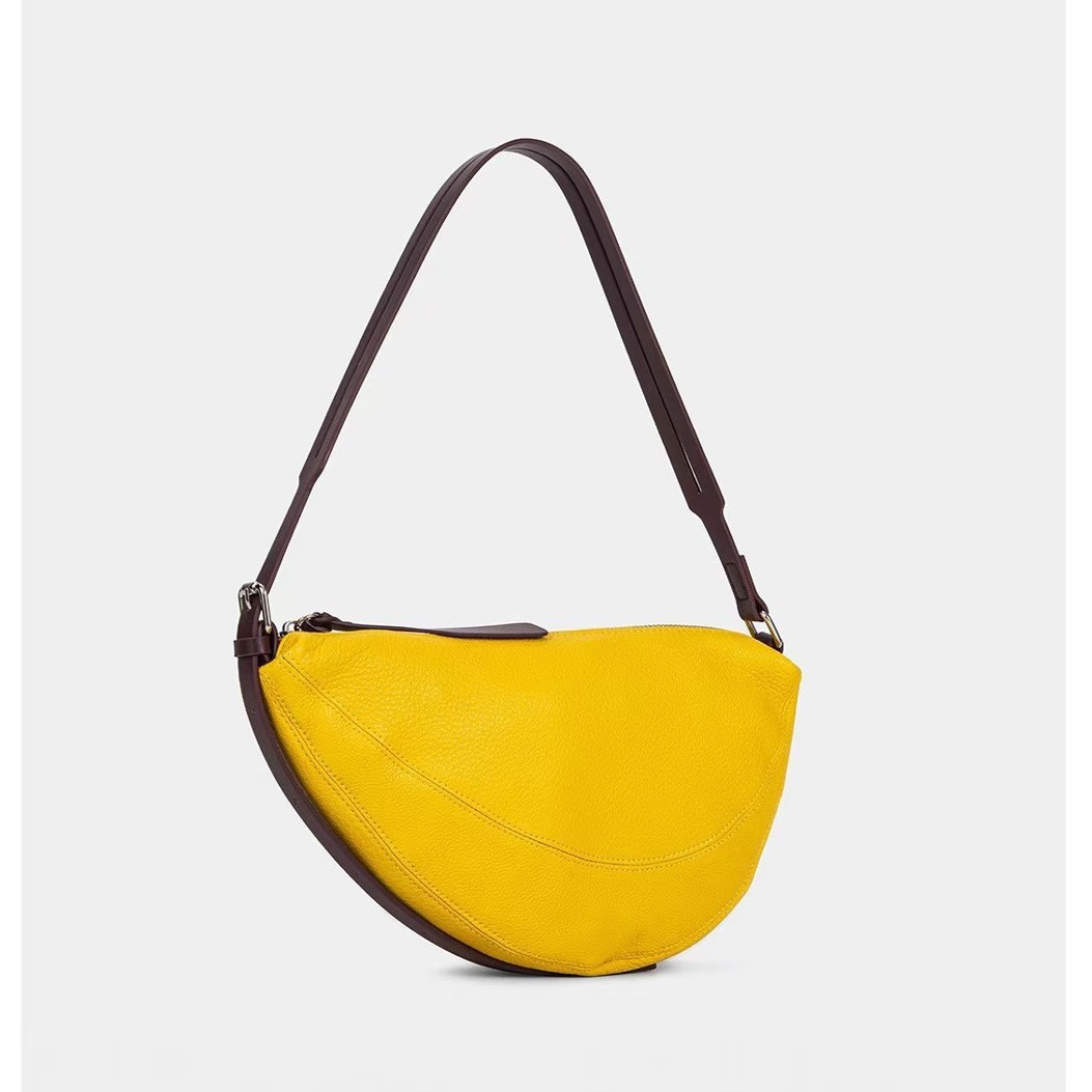 Designer New Yellow Soft Leather Dumpling Niche High End Versatile Shoulder And Crossbody Bag Lightweight Commuting_voghion.com