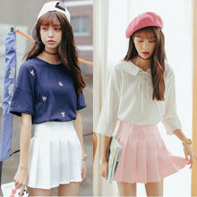 2023春夏韩版学院半身裙纯色百搭修身显瘦短裙俏皮百褶裙网球裙女