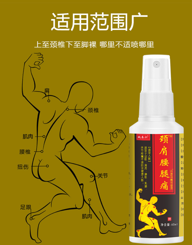 Neck Shoulder Waist Leg Spray 60ml Self Heating Herbal Massage Spray for Body Care quality and texture