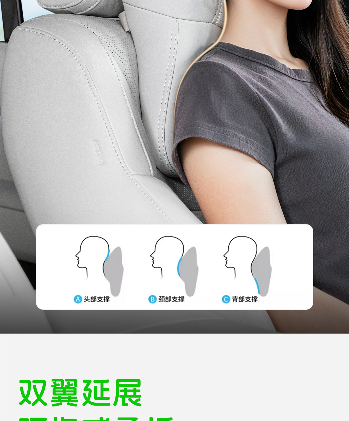 Car Headrest, Car Neck Pillow, Seat Cushion, Suitable for Bmw, Audi, Mercedes-Benz, Volkswagen Car Pillow and Lumbar Support