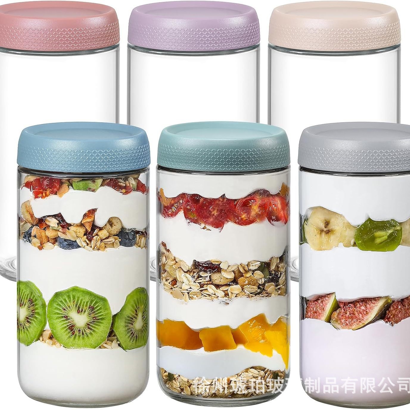 Conjunto de frasco de sellado de vidrio transfronterizo 12 piezas de frasco de almacenamiento de taza de avena a prueba de fugas de cocina de almacenamiento portátil de samason frasco