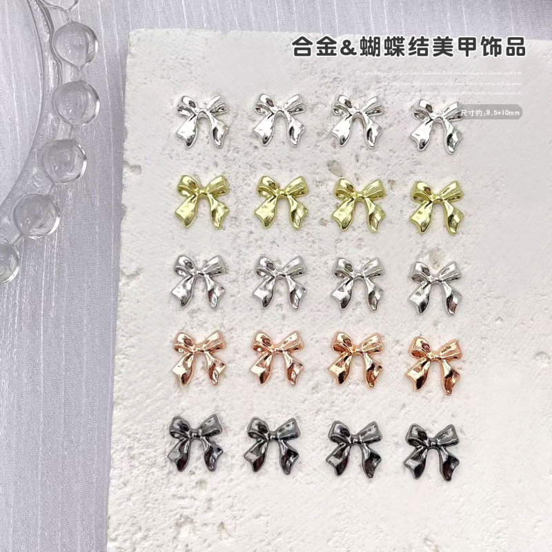 Explosive Alloy Retro Simple Bow Nail Jewelry Stereo Ins Bow Tie Nail Accessories
