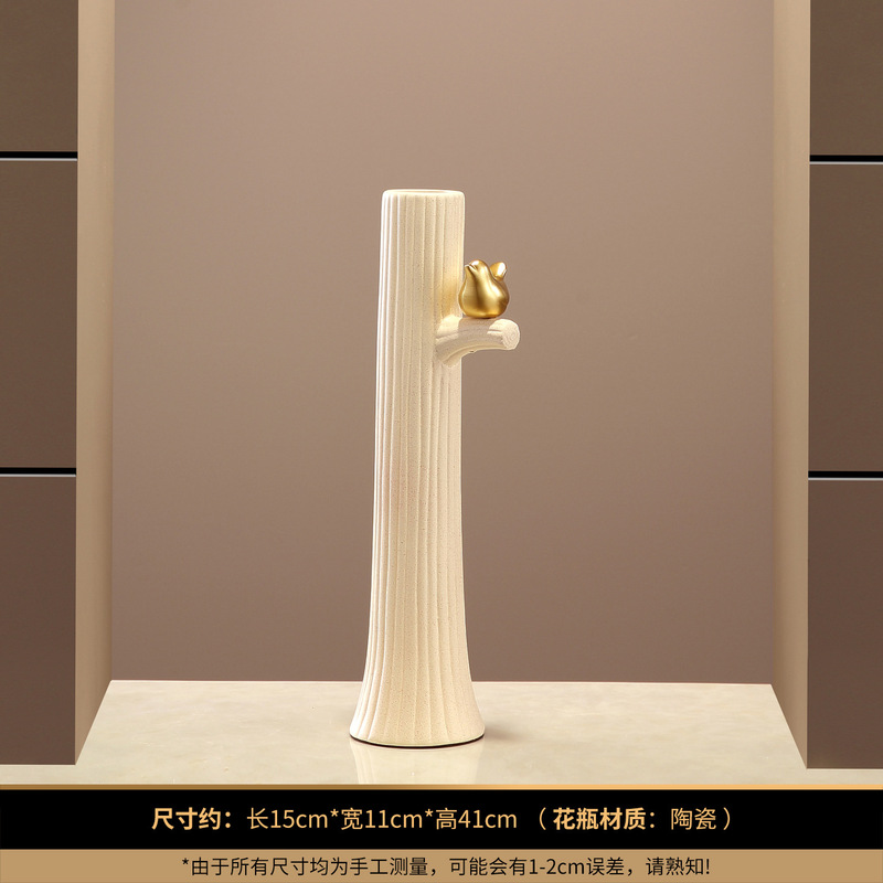 新中式喜鹊迎客松陶瓷花瓶客厅壁龛玄关民宿简约装饰乔迁创意摆件|undefined