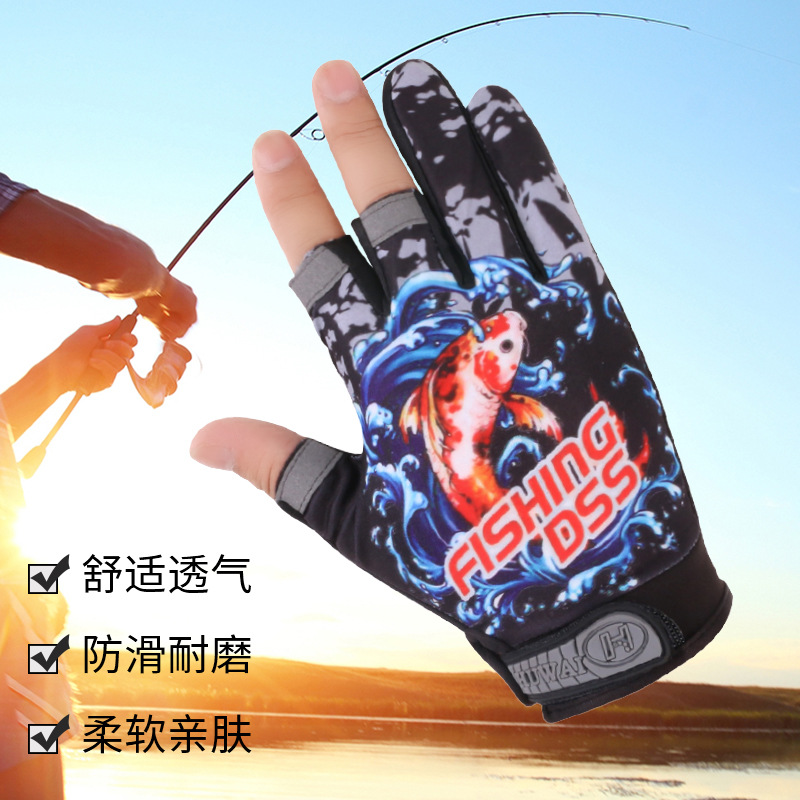 Guantes de pesca de protección solar nuevos hombres y mujeres de protección solar guantes deportivos al aire libre expuestos guantes de tres dedos guantes de equitación