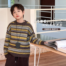 保暖亲肤~儿童冬款时尚马海毛软糯针织衫男女童加厚毛绒提花毛衣